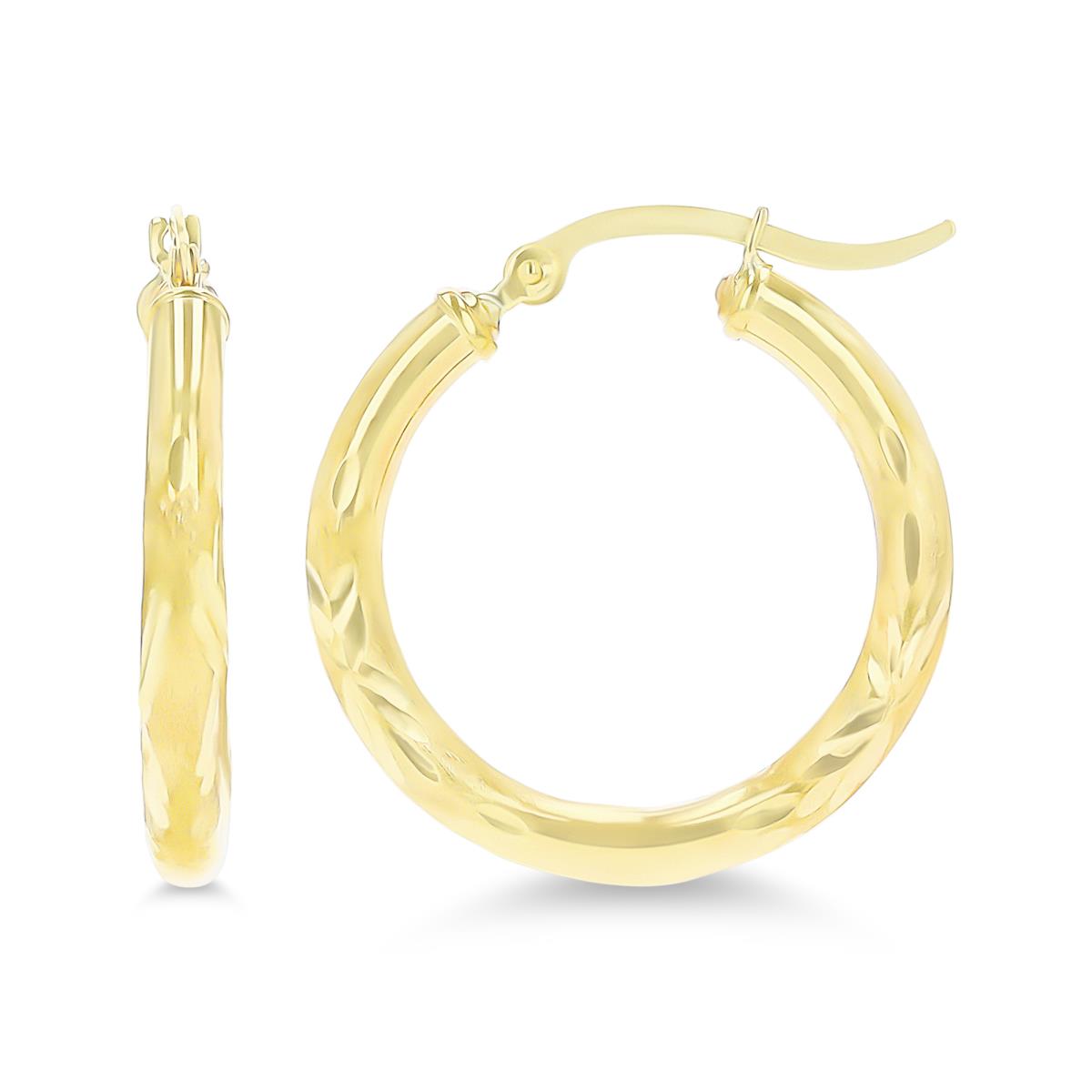 14K Yellow Gold 3X25MM DC Hoop Earrings