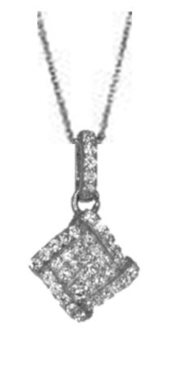 Sterling Silver Rhodium Diamond Shaped Pendant