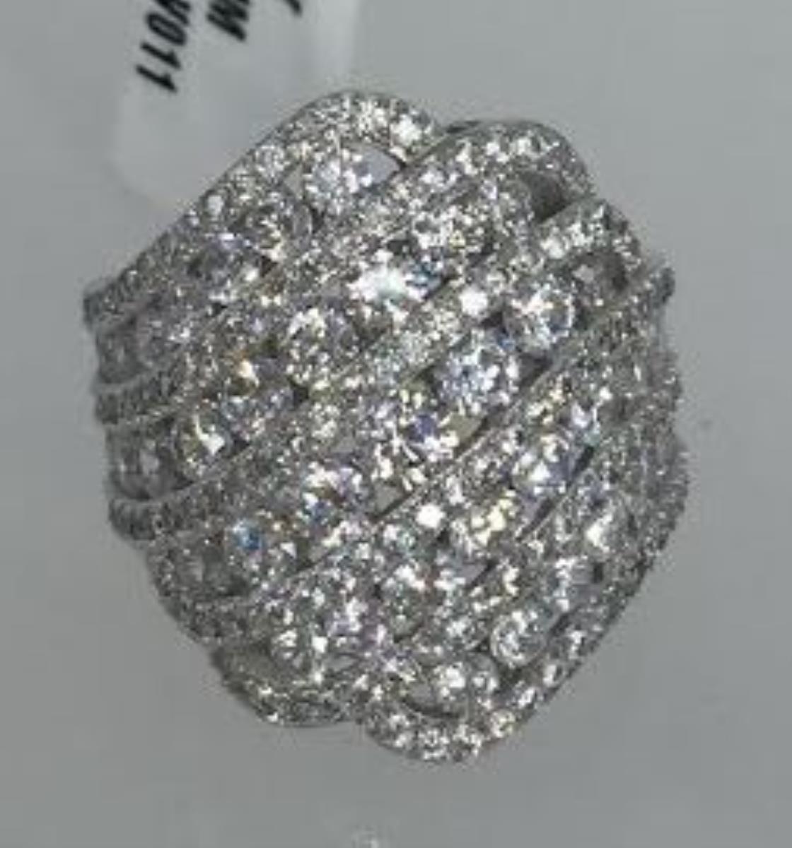 Sterling Silver Rhodium Cocktail Fashion Ring