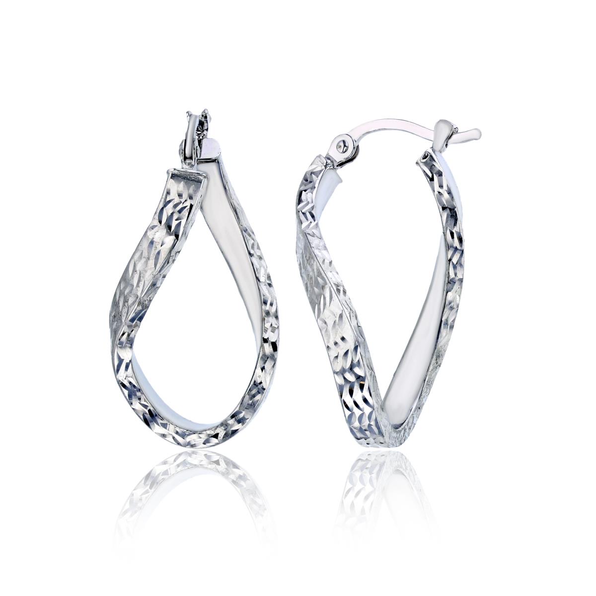 14K White Gold DC S Twisted Hoop Earring