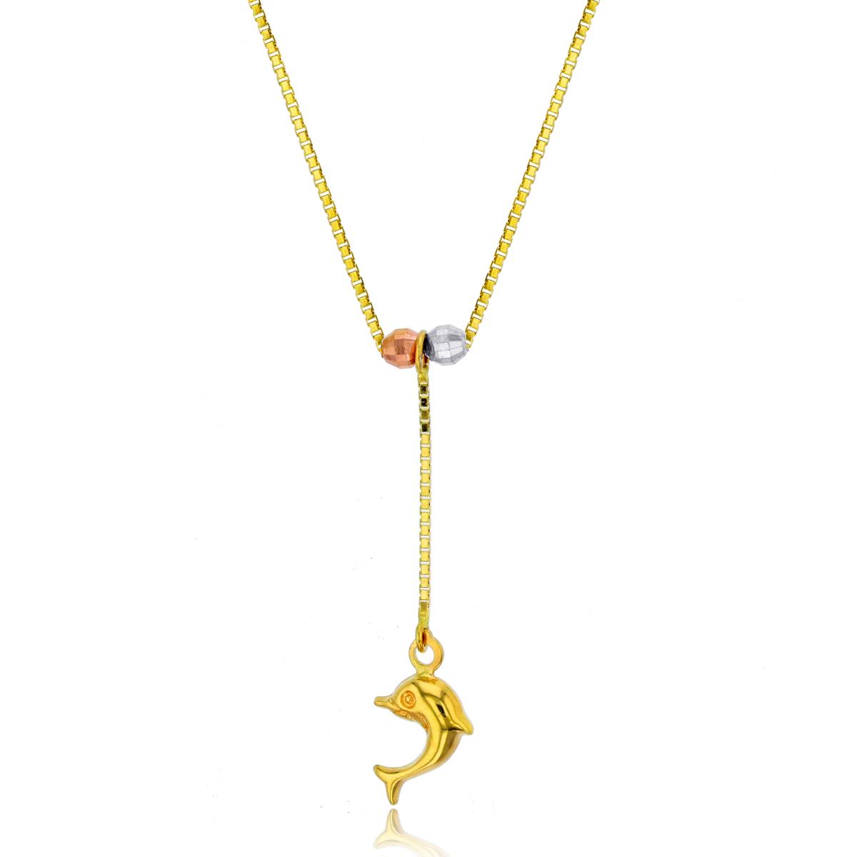 14K Tri-color Gold DC Dolphin 17" Necklace