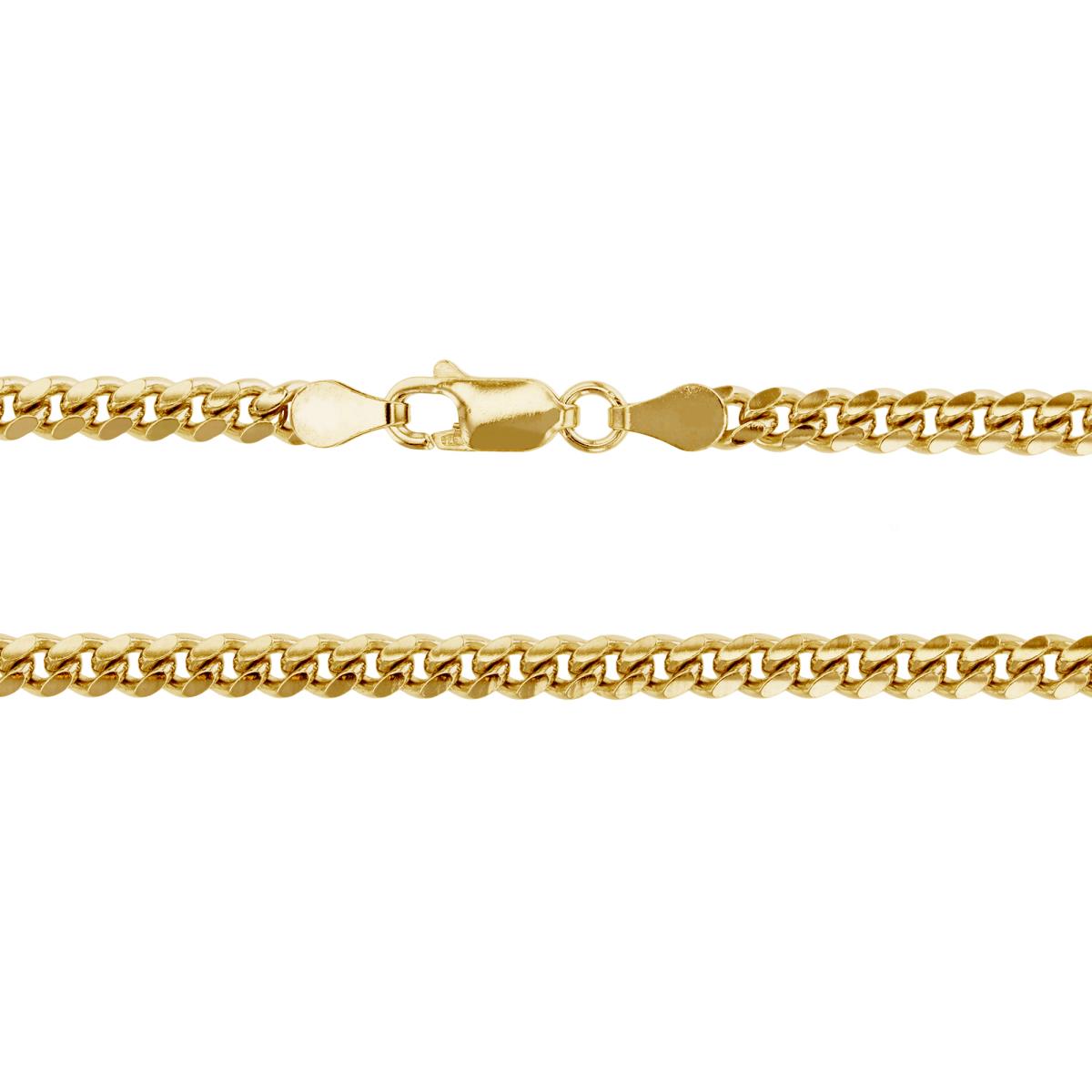 Sterling Silver Yellow 8mm 28" 250 Miami Cuban Chain