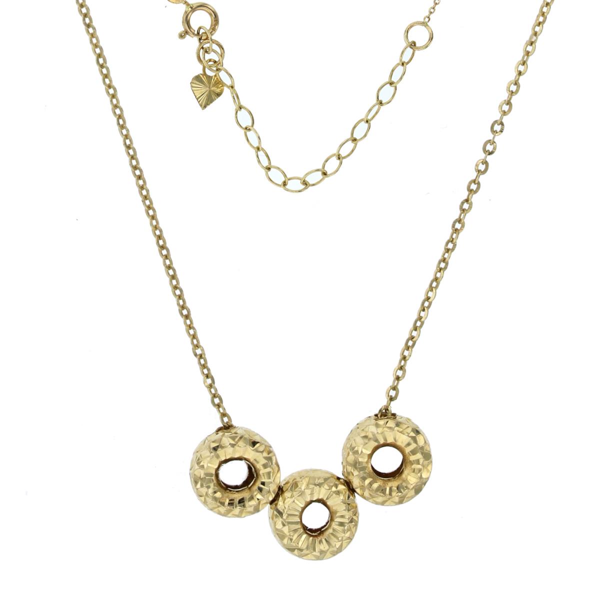 14K Yellow Gold Diamond Cut Donut Bead 16+2" Necklace