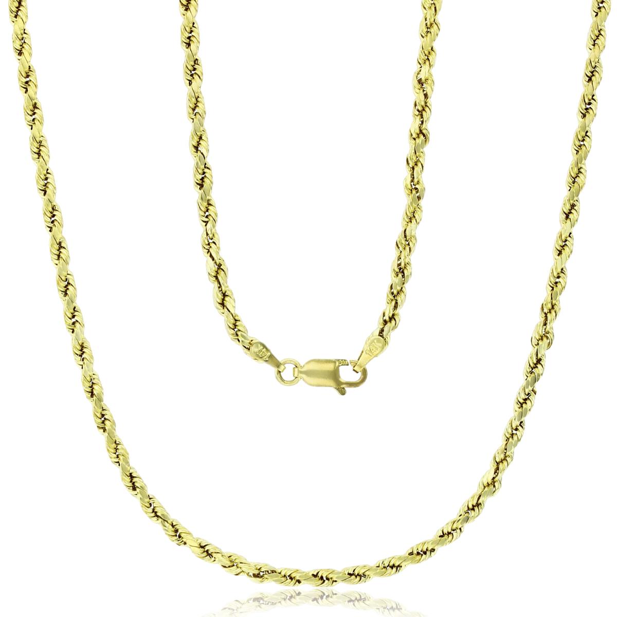 14k Yellow Gold 3mm DC Hollow Rope 021 24" Chain