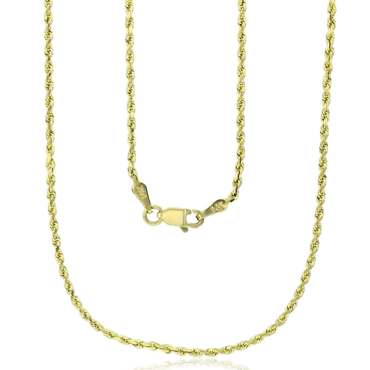 14k Yellow Gold 1.80mm Solid DC Rope 014 16" Chain