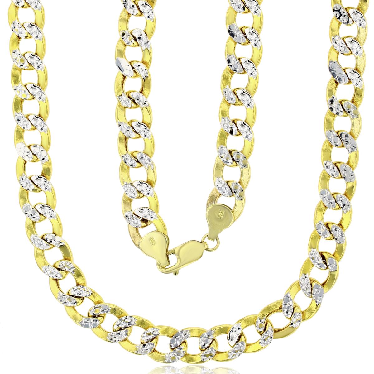 14K Yellow Gold 210 Hollow Cuban White Pave 24" Chain