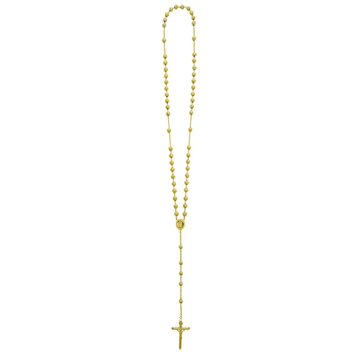 14K Yellow Gold 26 Inch 5mm Beads Rosary Necklace 