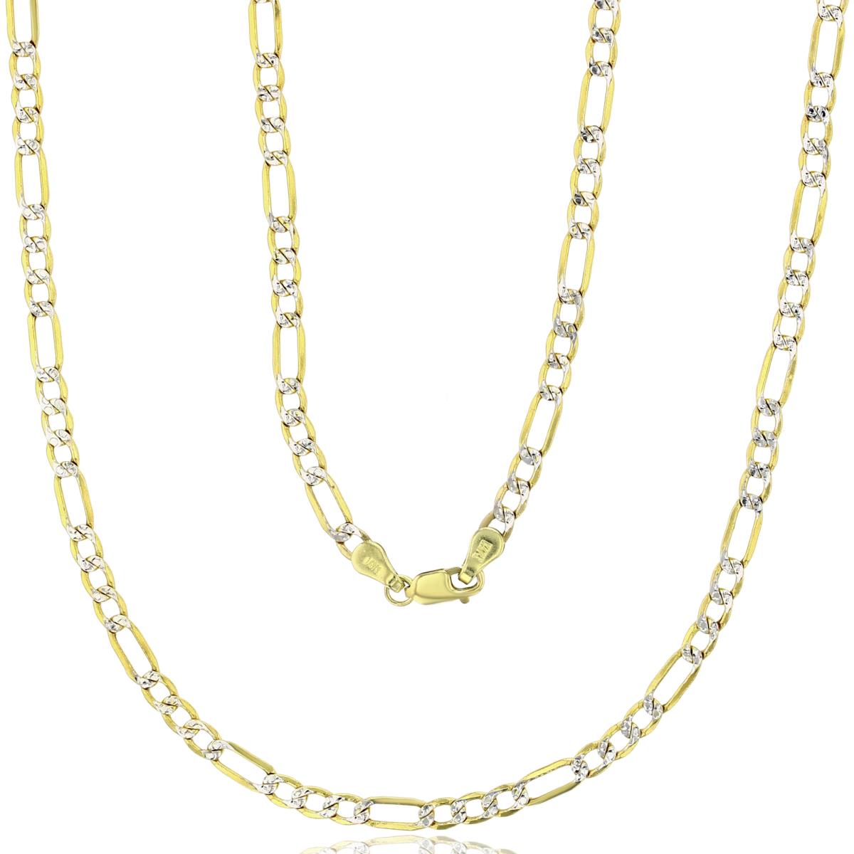 14K Two-Tone Gold 3.20mm 18" Figaro 080 Hollow Chain