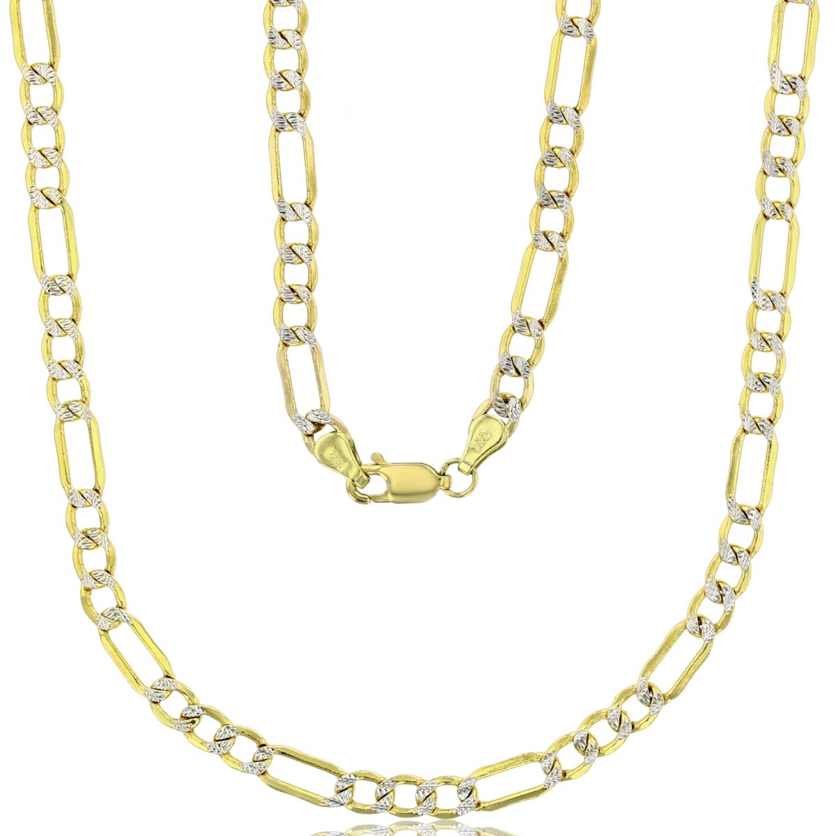 14K Two-Tone Gold 4.30mm 24" Figaro 100 Hollow Chain