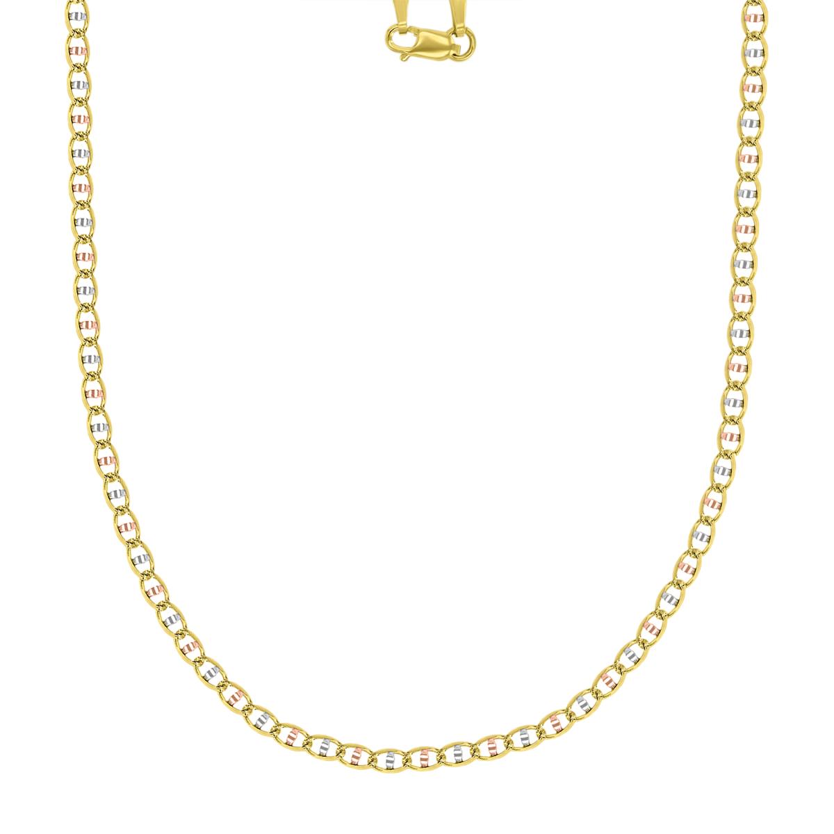 14K Gold Tri-Color 2.80mm 18" Concave Mariner Link Chain