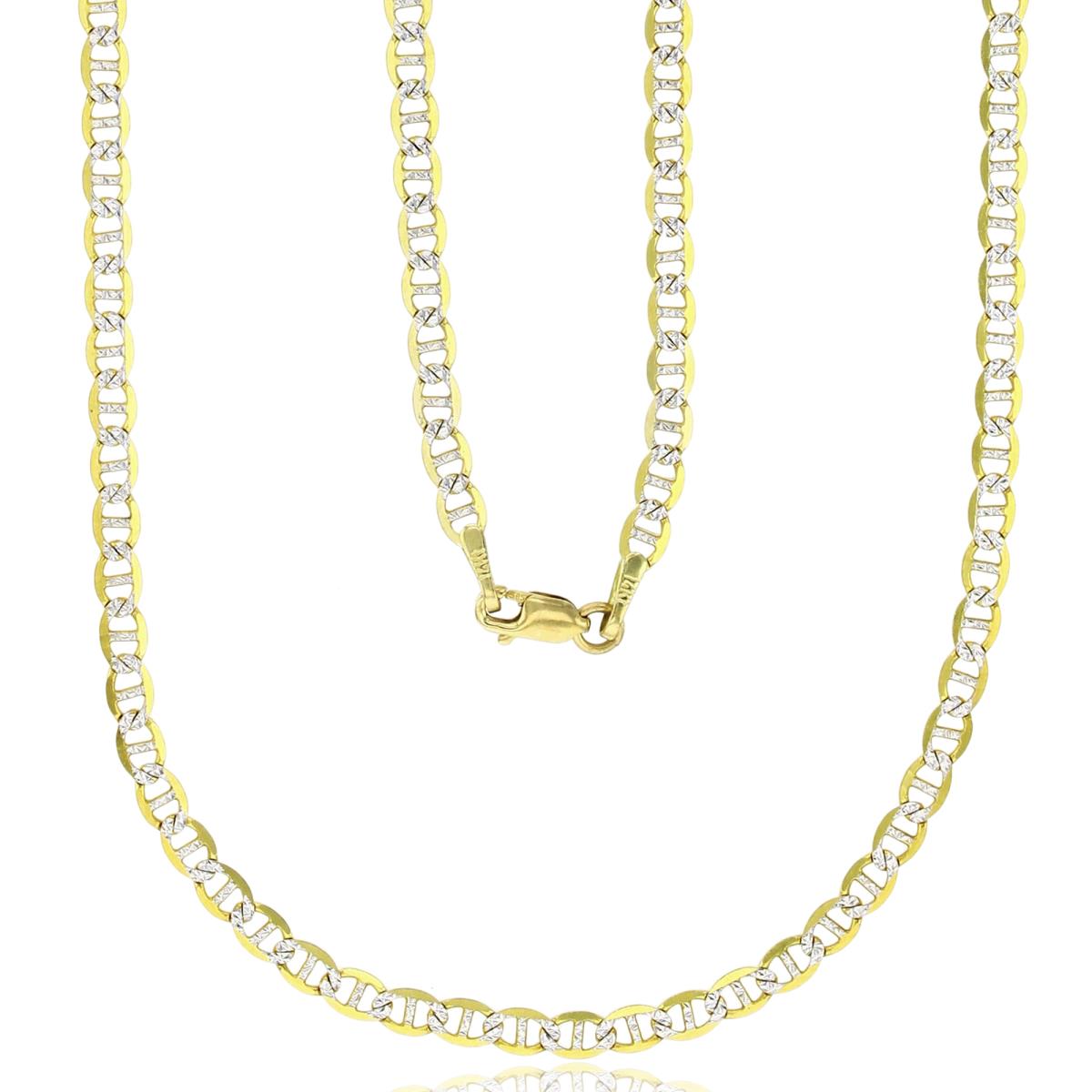 14K Gold Two-Tone 3mm 18" Solid Mariner 060 Pave Link Chain