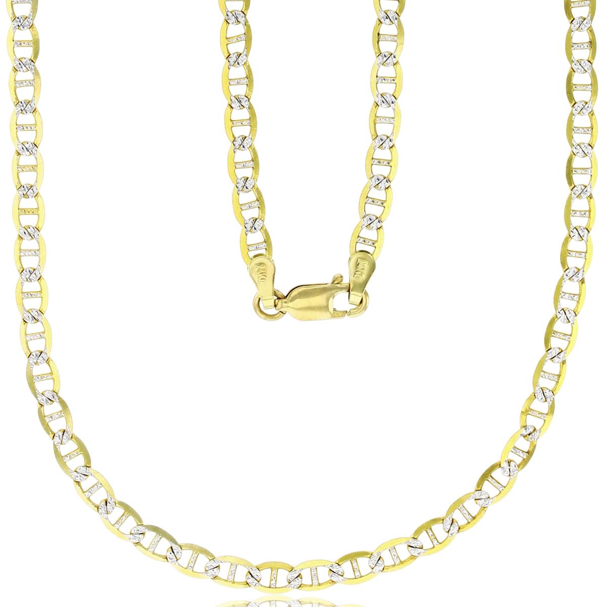 14K Gold Two-Tone 3.50mm 16" Solid Mariner 080 Pave Link Chain