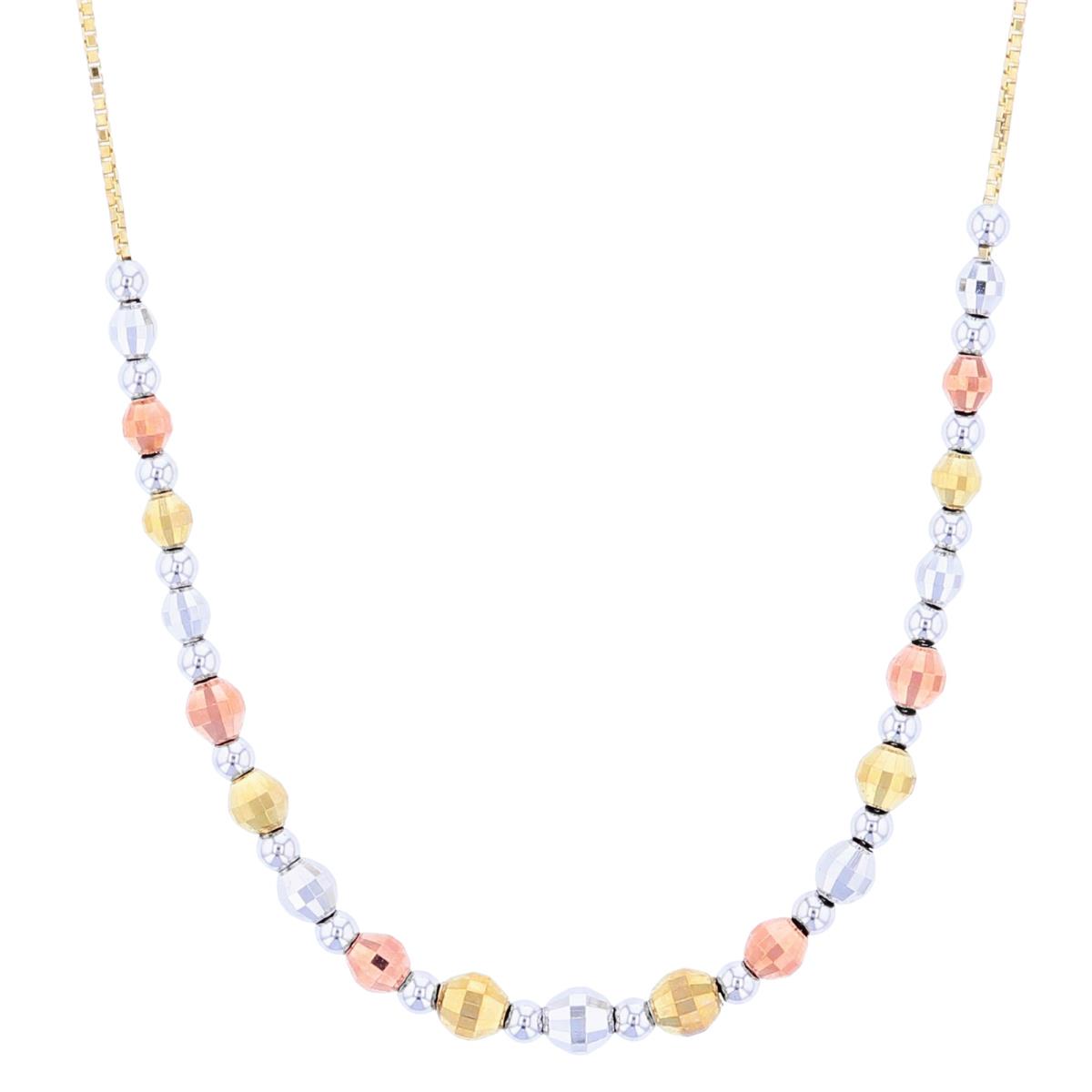 14K Gold Tri-color DC Fancy Bead 17" Necklace