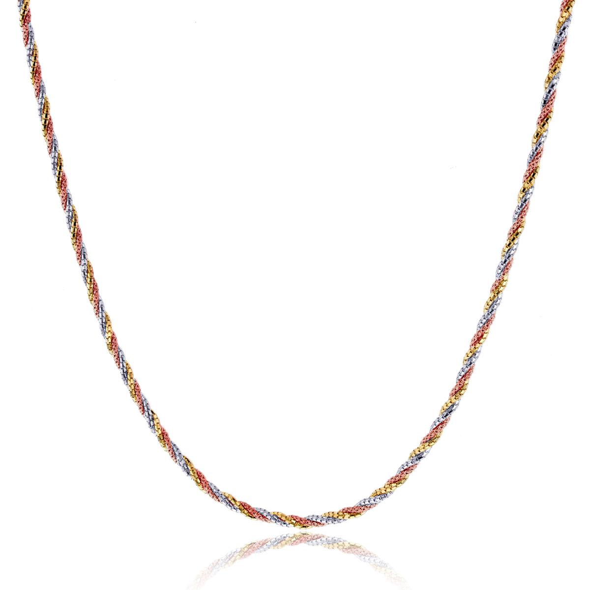 14K Gold Tri-color DC Twisted 17" Necklace