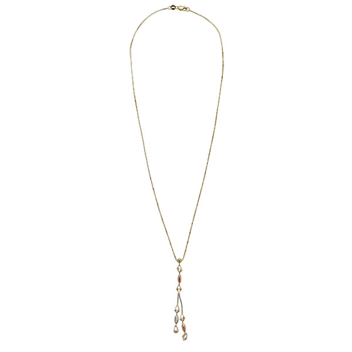 14K Gold Tri-color DC Rice Bead 17" Necklace