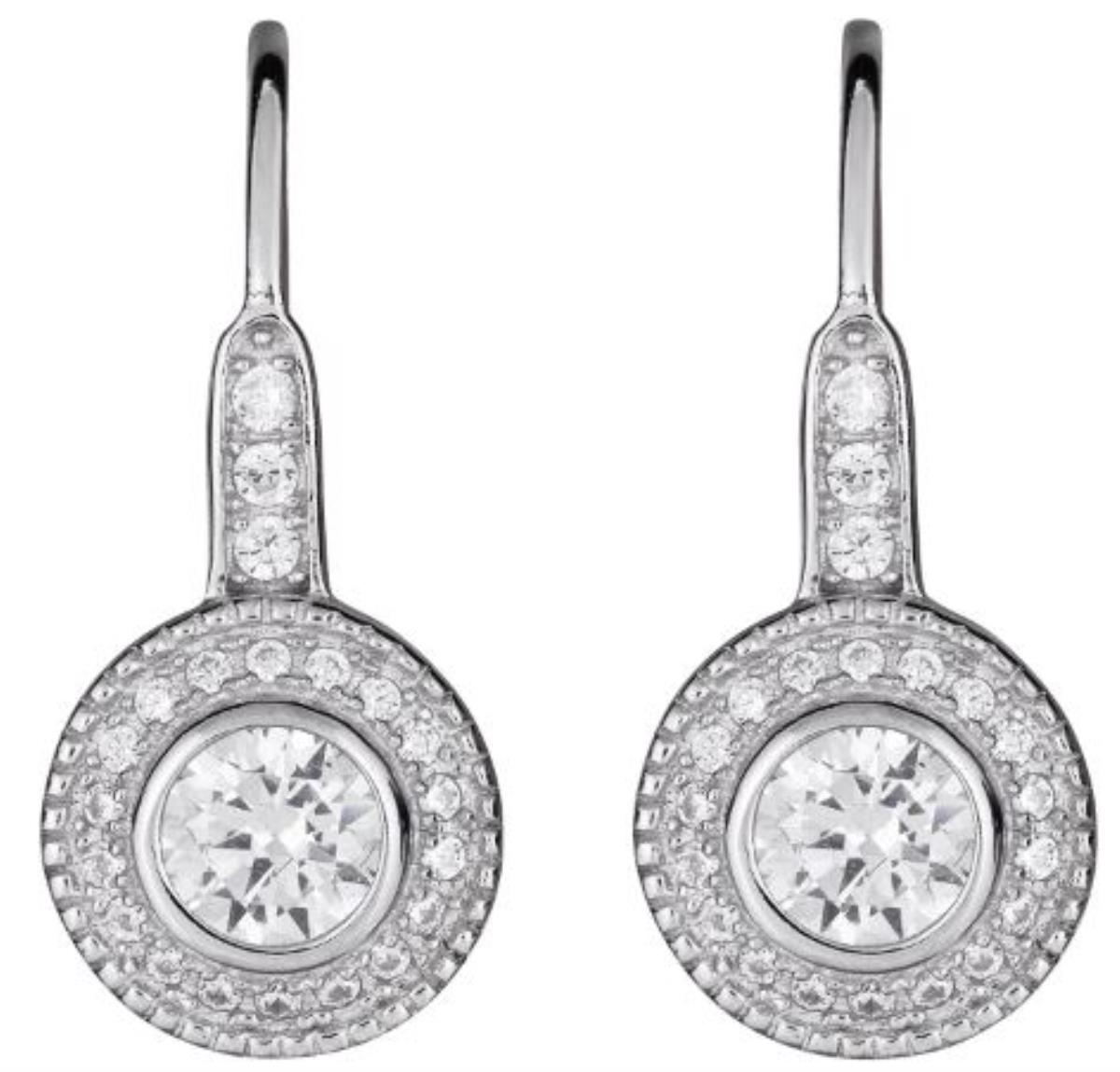 Sterling Silver Rhodium Vintage Round Dangling Earring