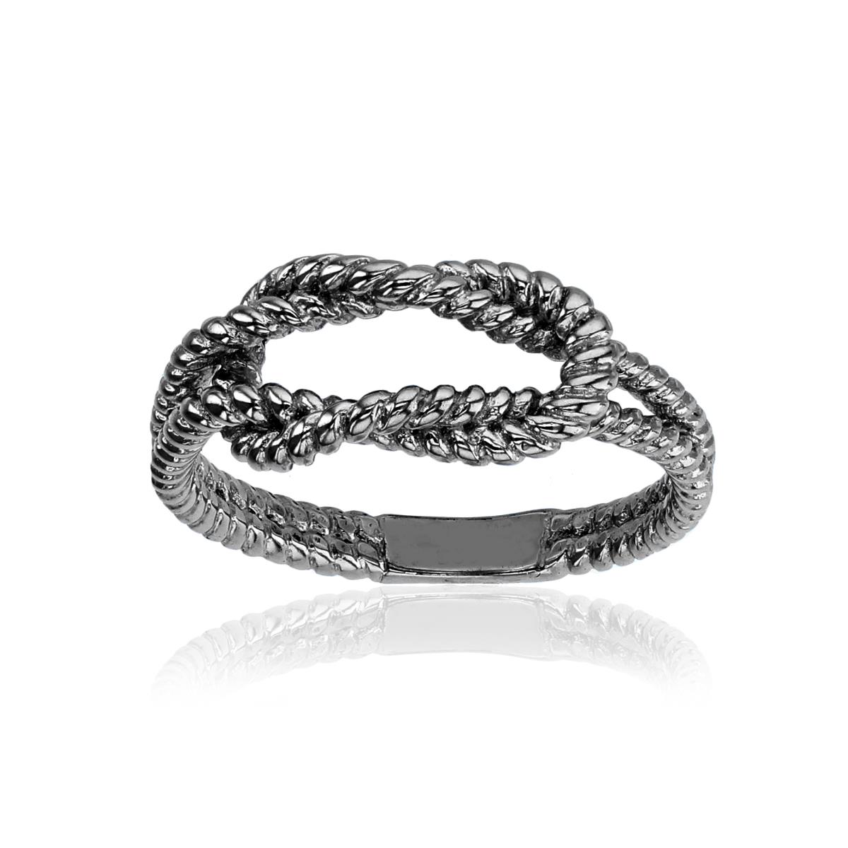 Sterling Silver Black Milgrain Knot Fashion Ring
