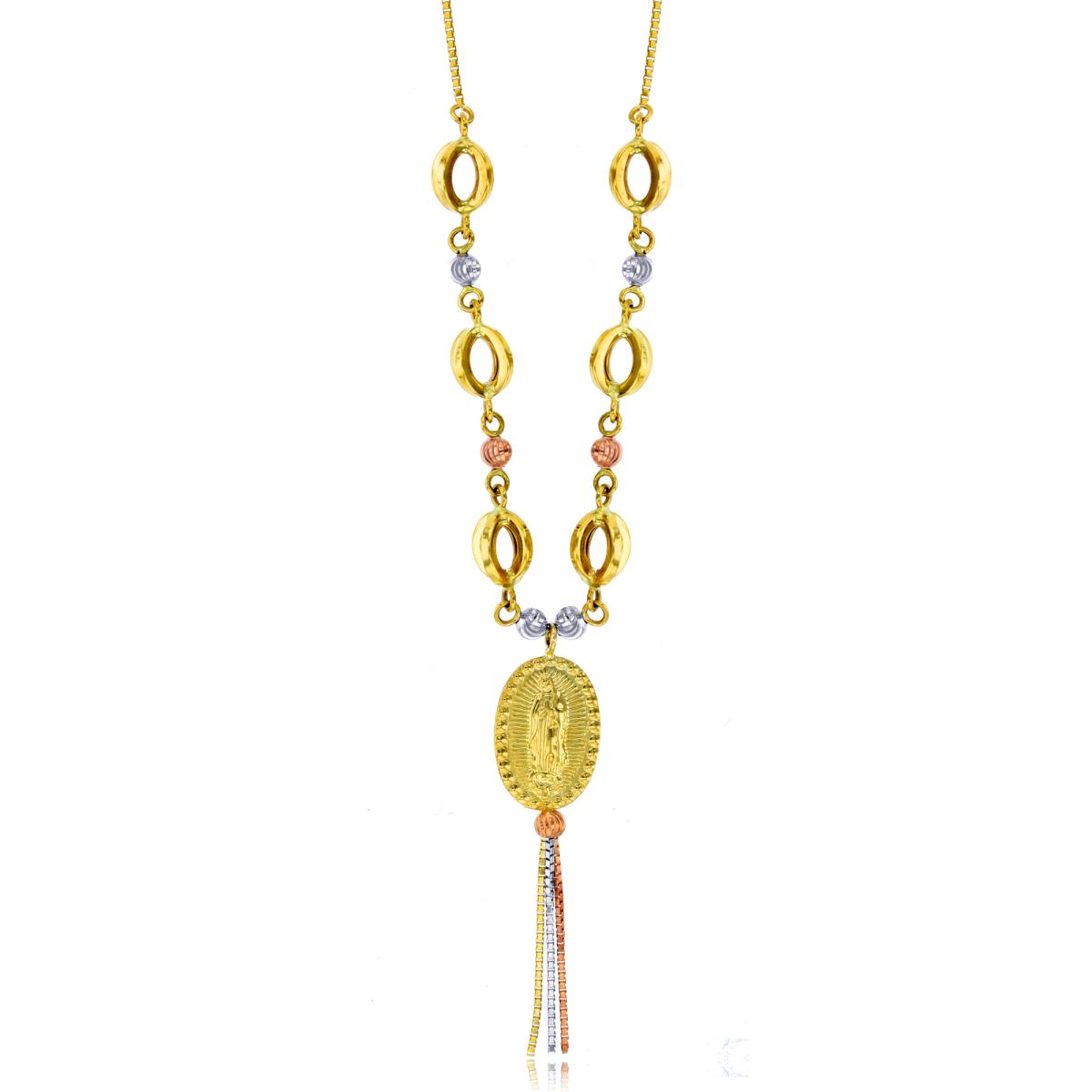 14k Gold Tri-Color Religious 17" Necklace