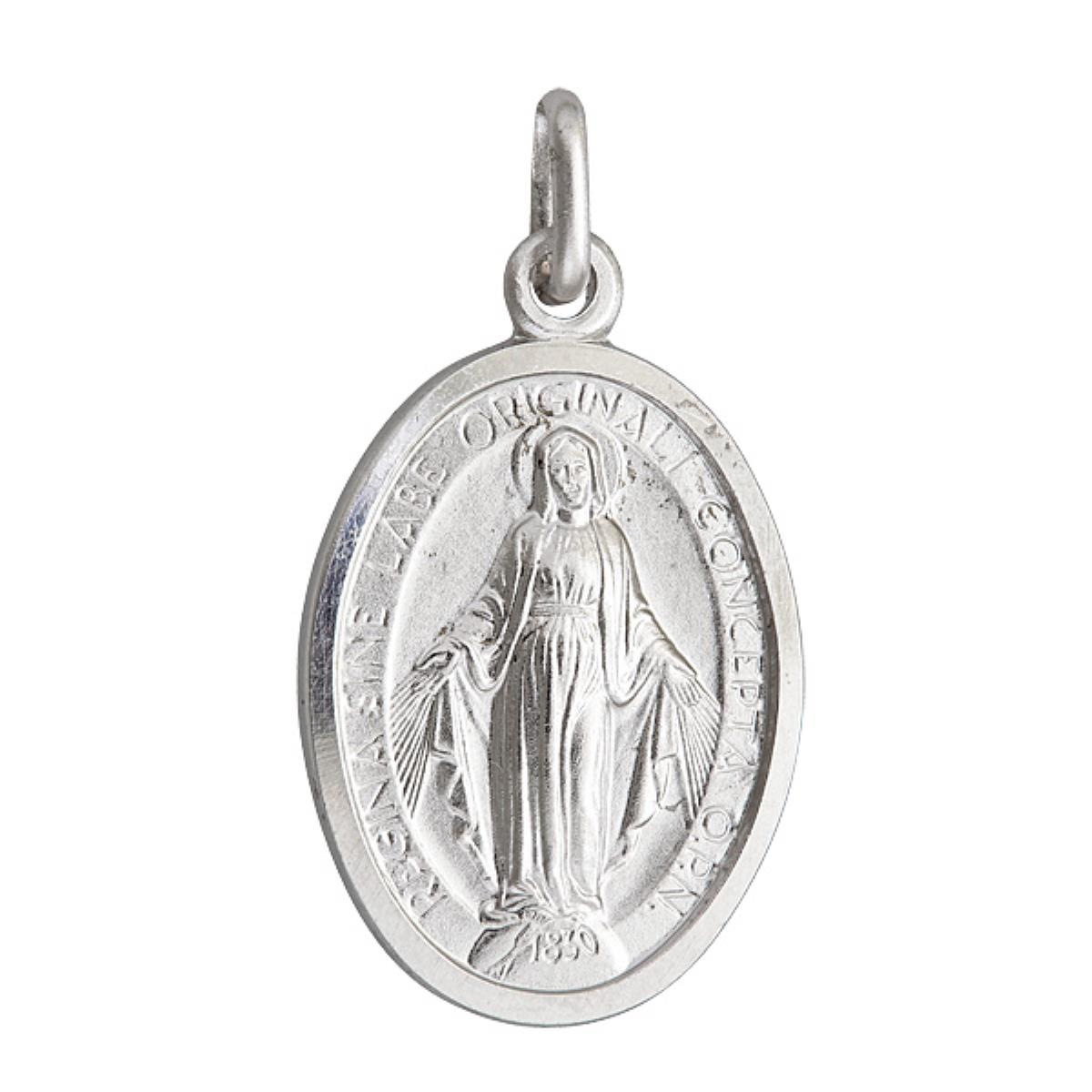 Sterling Silver Rhodium Virgin Mary Pendant