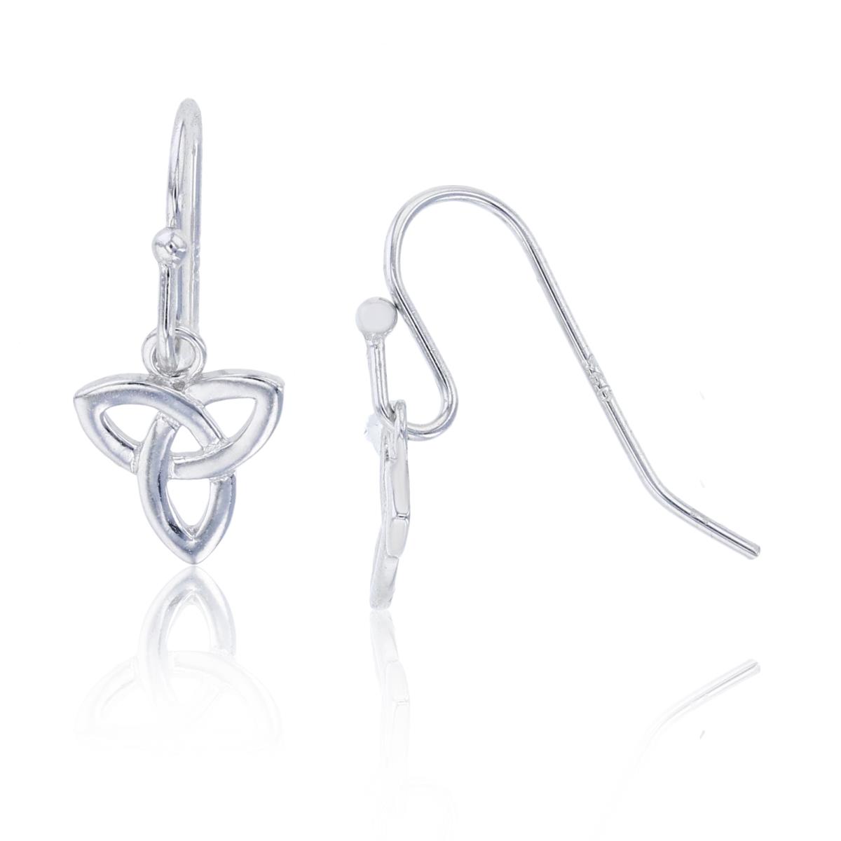 Sterling Silver Rhodium 8X20MM Dangling Celtic Earring