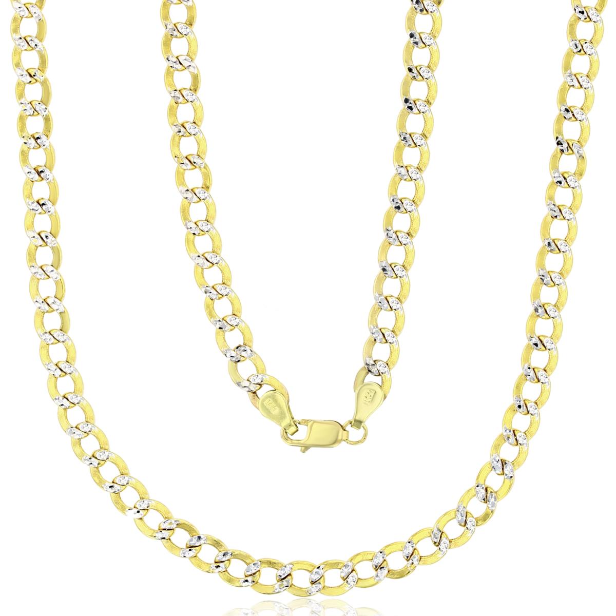 14K Yellow Gold 120 Hollow Cuban White Pave 20" Chain