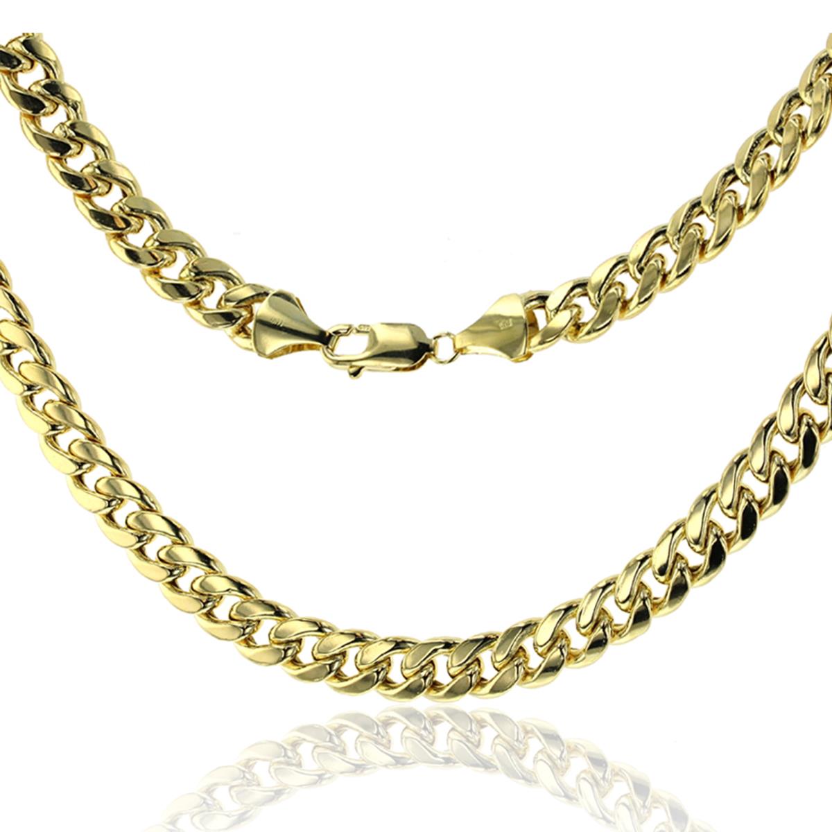 14K Yellow Gold 9.00mm 250 Hollow Miami Cuban Link 24" Chain