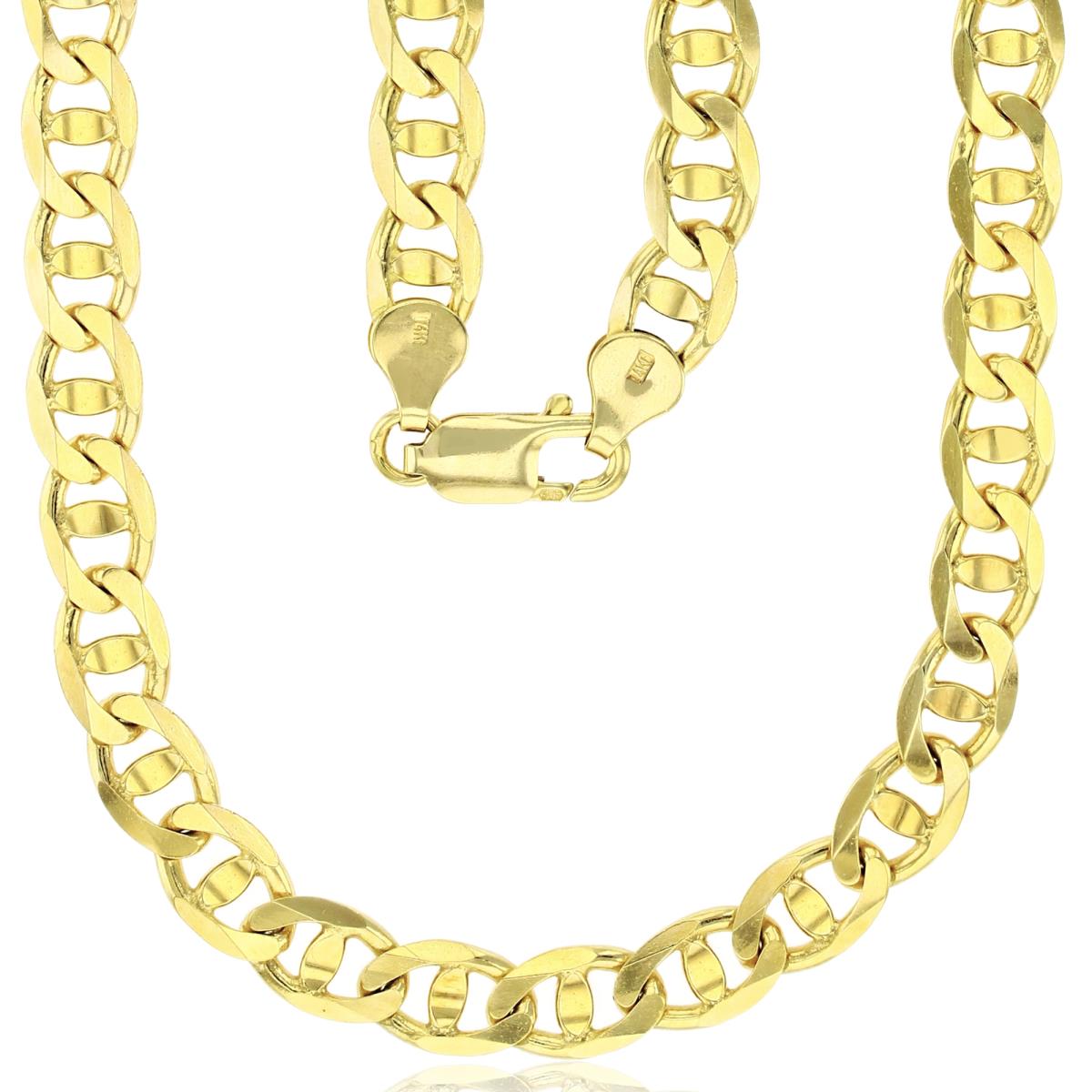 14K Yellow Gold 8.00mm 26" Concave Solid Mariner 200 Link Chain