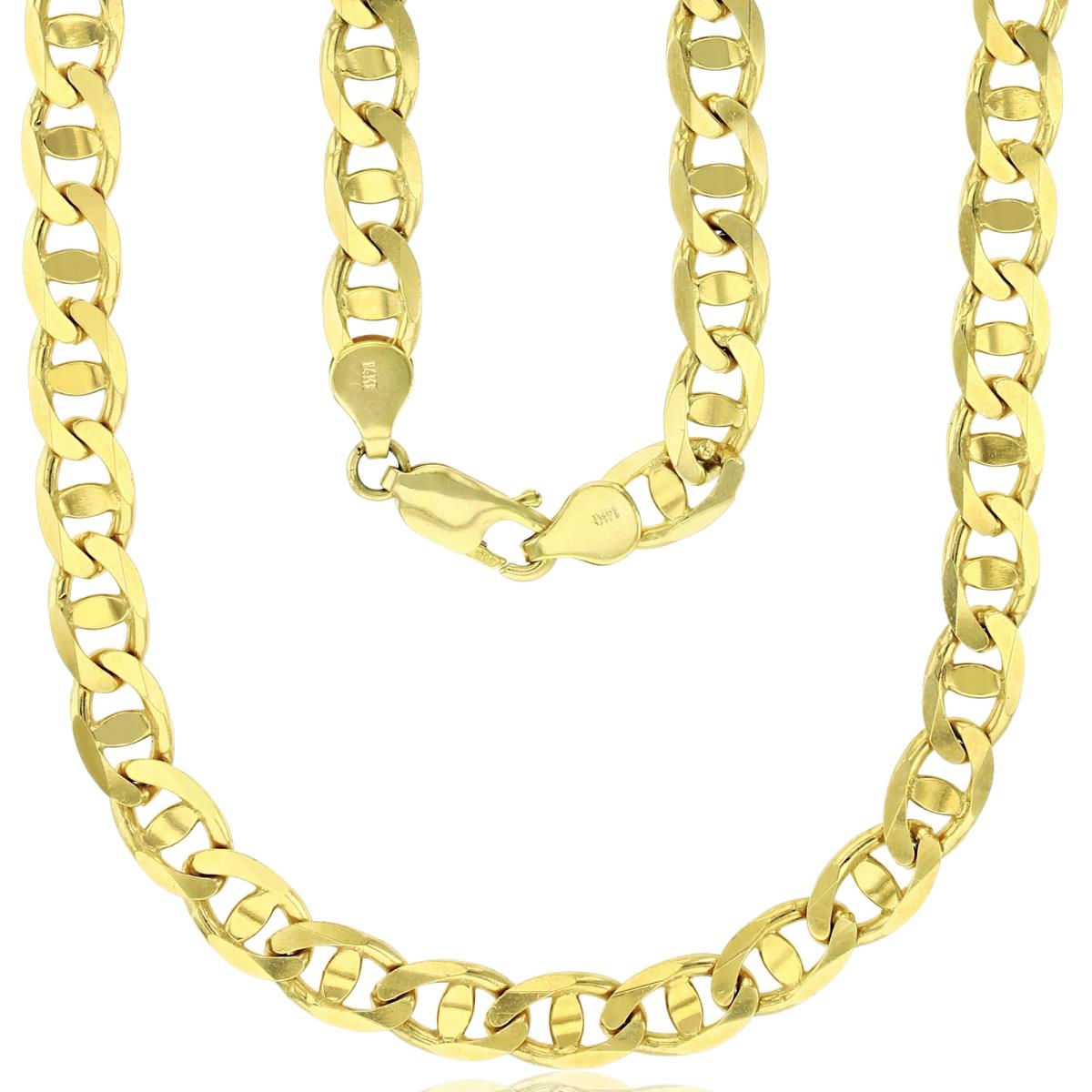 14K Yellow Gold 7.00mm 24" Concave Solid Mariner 180 Link Chain