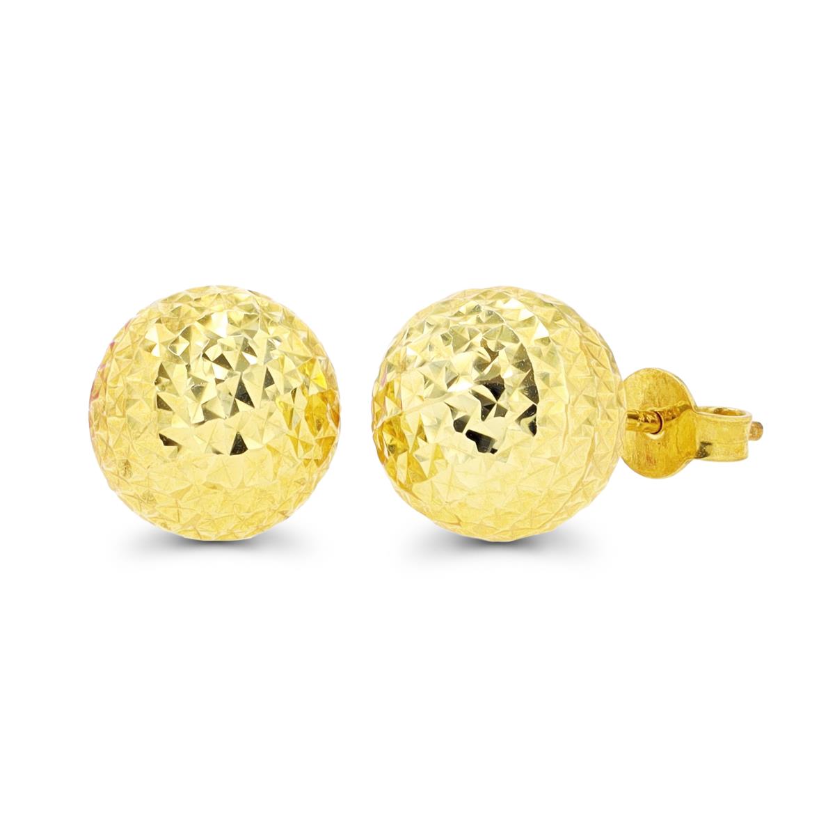 14K Yellow Gold Diamond Cut 10.00mm Ball Stud Earring