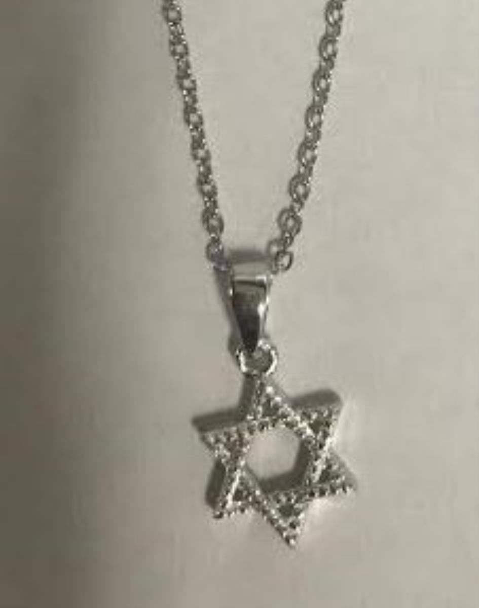 Sterling Silver Rhodium Star of David 13" with 2" Extension Necklace