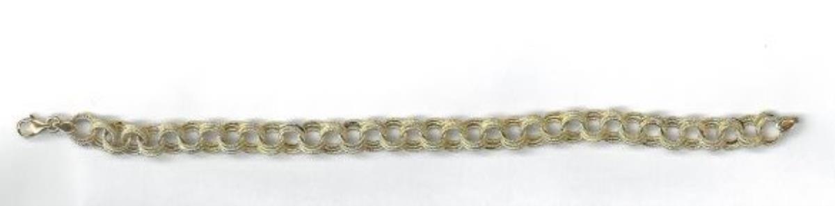 14K  Yellow Gold Textured 7.5" Charm Bracelet