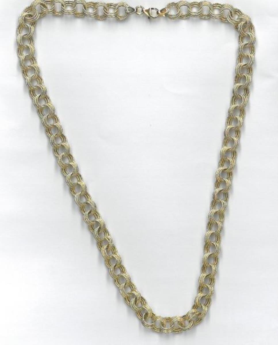 14K Yellow Gold Textured 17" Charm Necklace