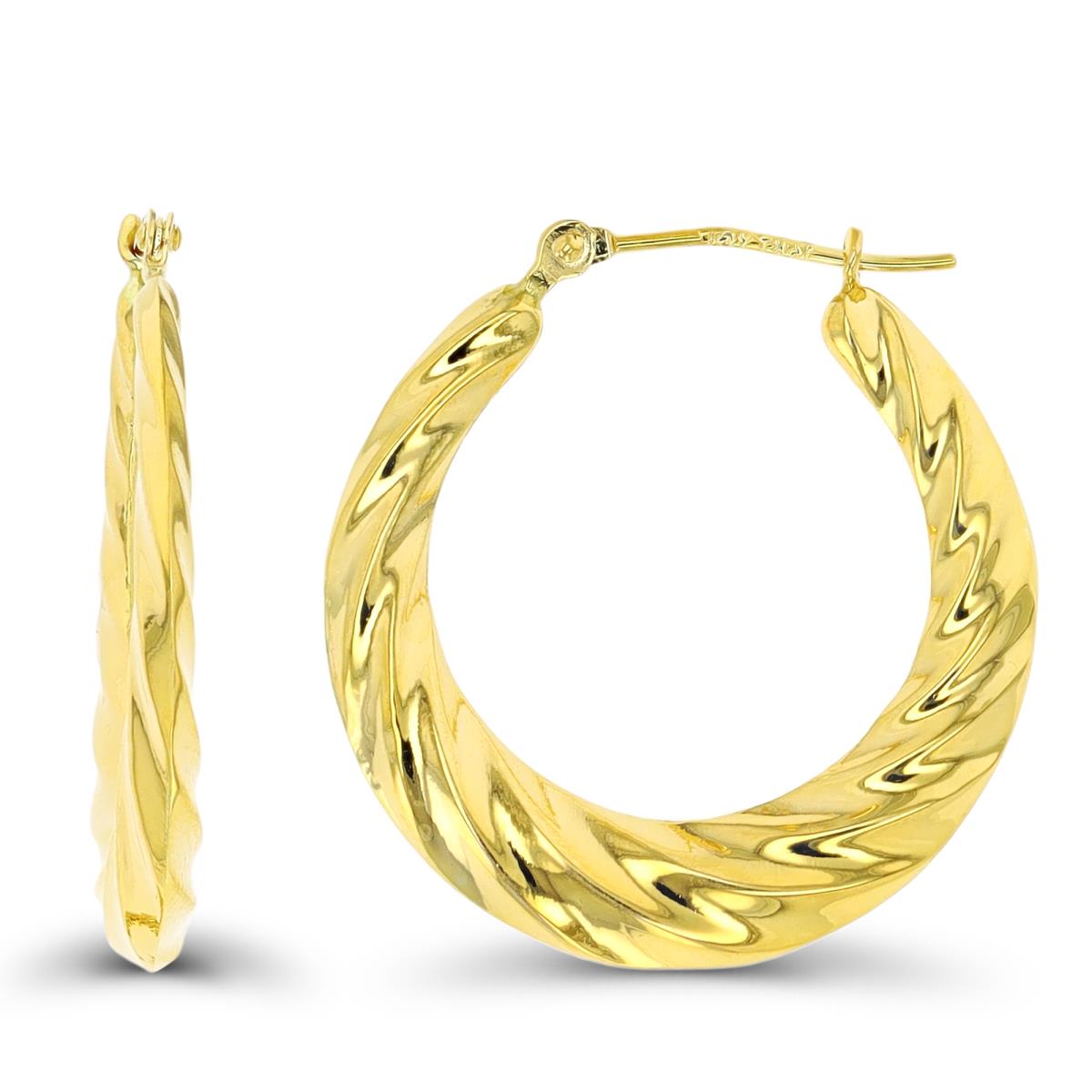 14K Yellow Gold High Polished Swirl Hoop Earring