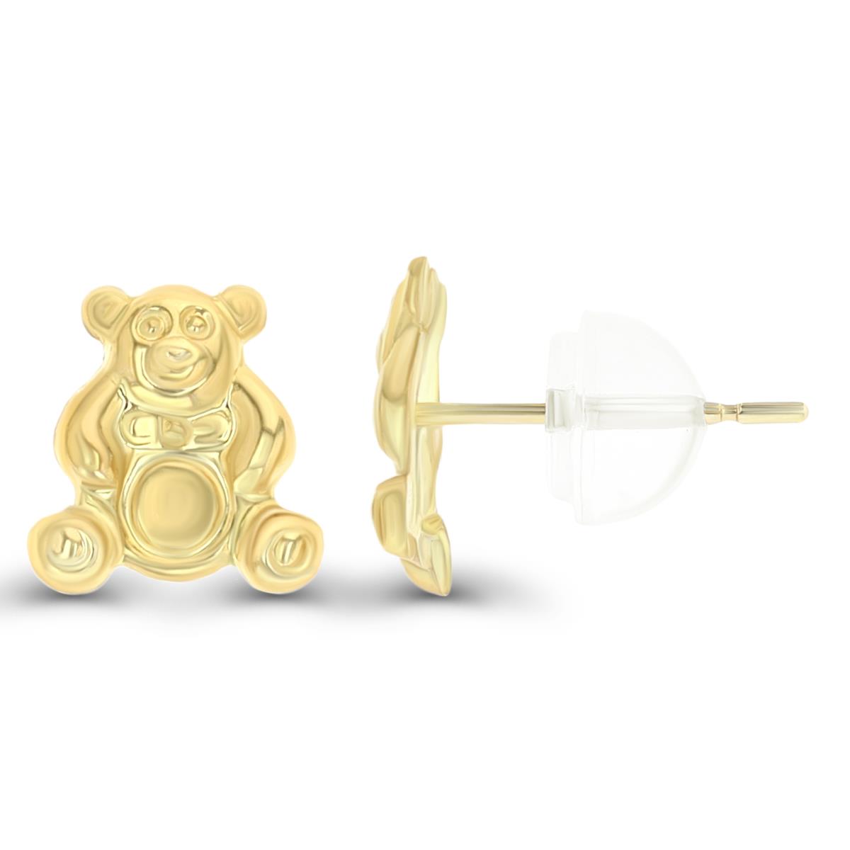 14K Yellow Gold Teddy Bear Stud Earring