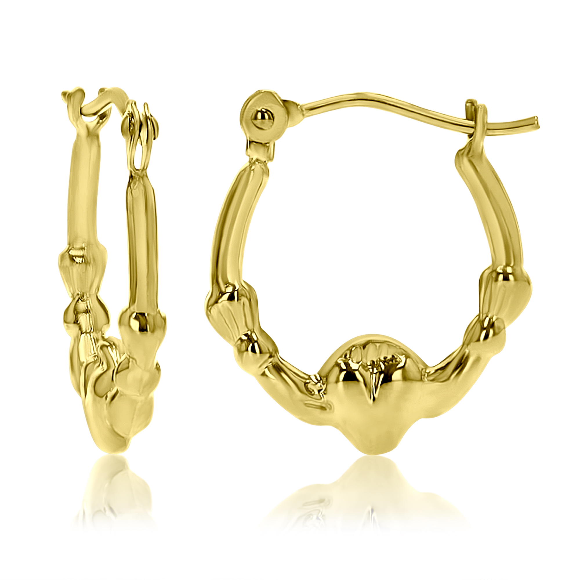 14k Yellow Gold 15X13 Polished Claddagh Hoop Earrings