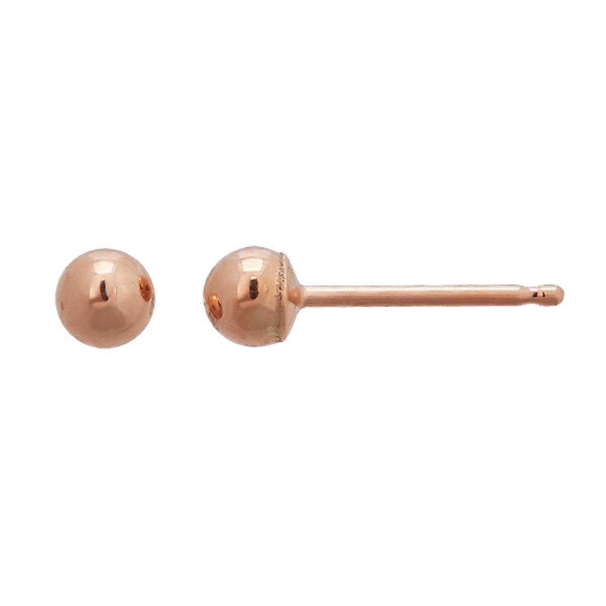 14K Rose Gold 3mm Ball Stud Earring