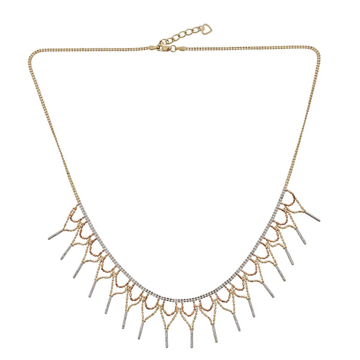 14K Gold Tricolor 17-18" Beaded Necklace
