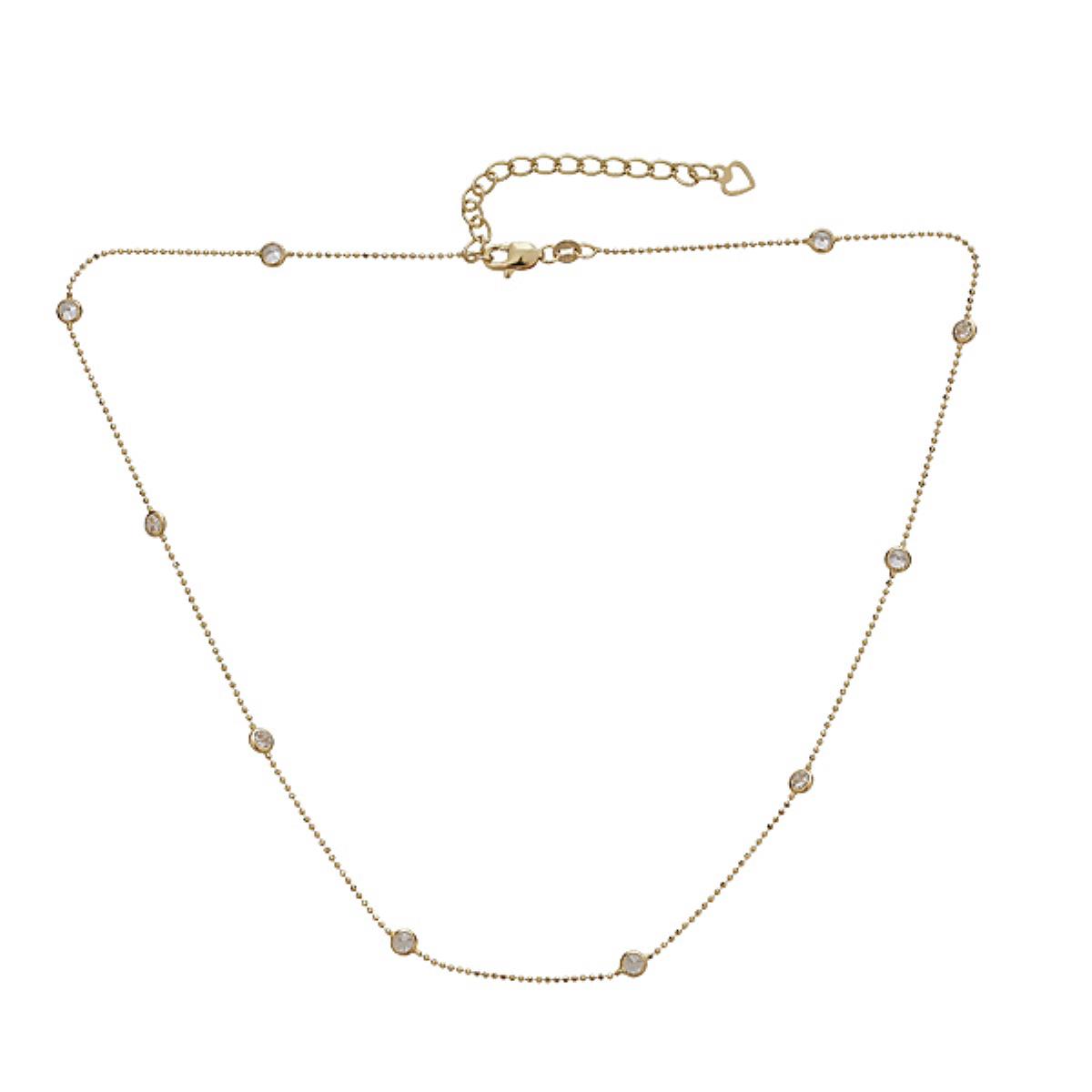 14K Yellow Gold 16-18" Adj CZ By The Yard Necklace