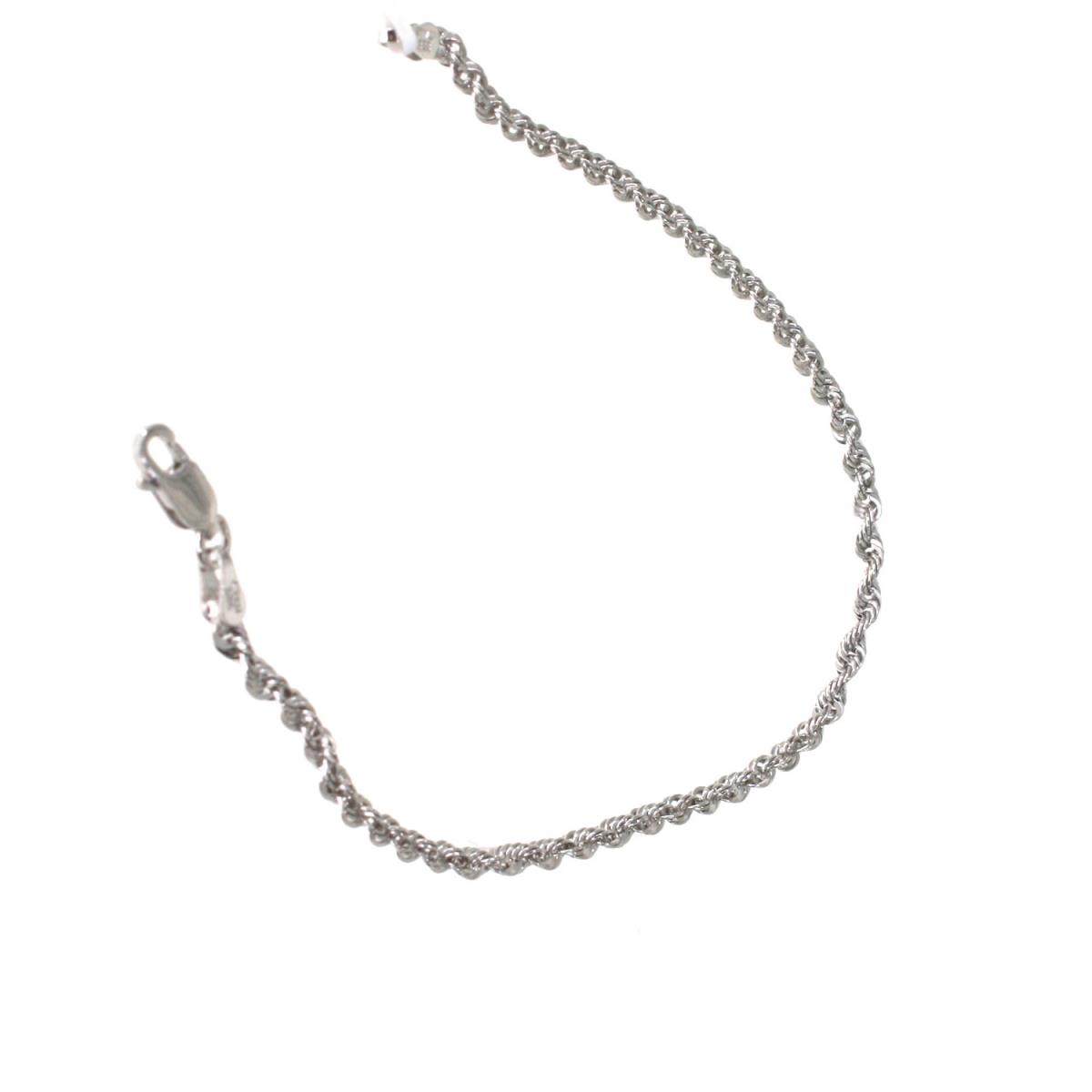 Sterling Silver Rhodium 2.70mm 7.5" Diamond Cut Rope Bracelet