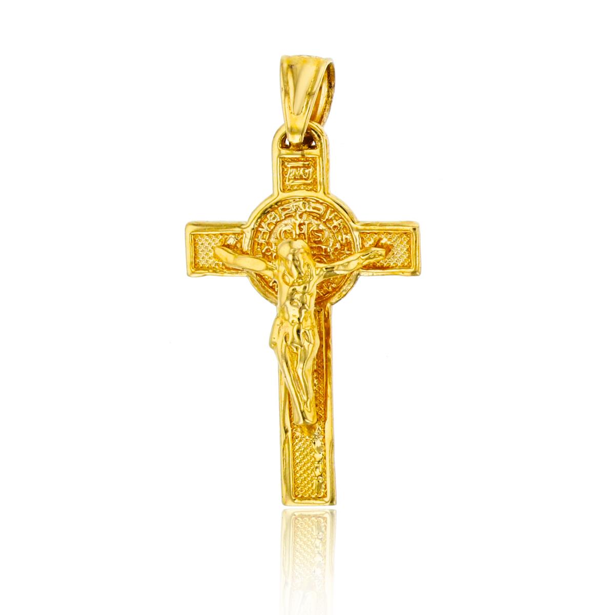 14K Gold Textured Cross Pendant