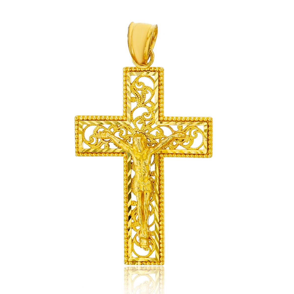 14K Yellow Gold Filigree Cross Pendant