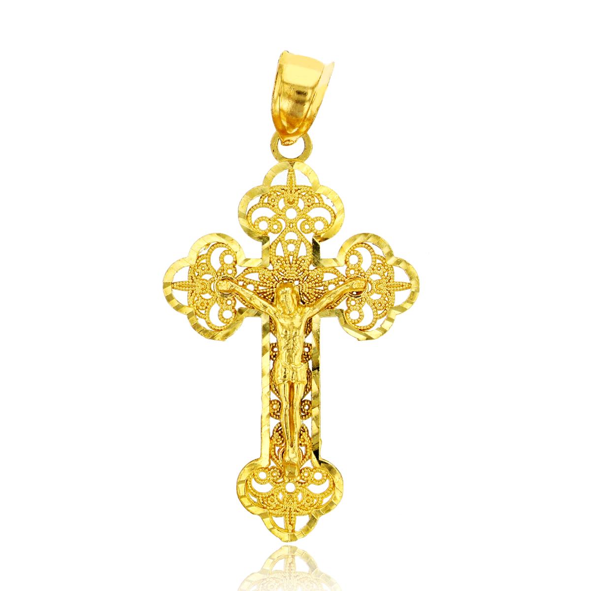 14K Yellow Gold Filgree Cross Pendant