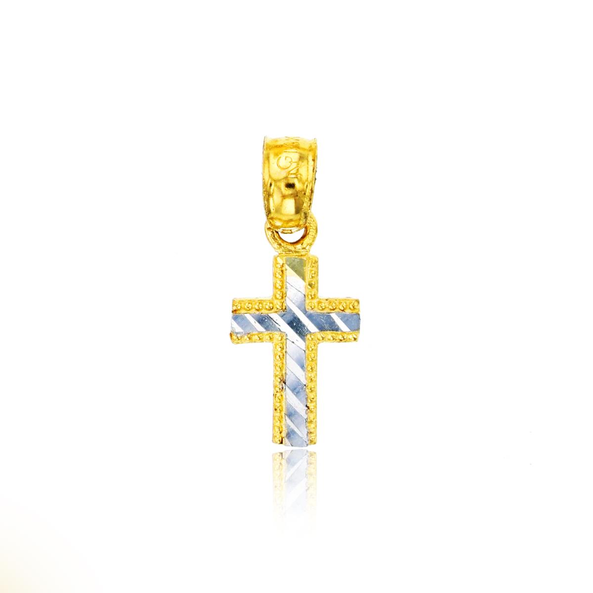 14K Gold Yellow & White DC Cross Pendant