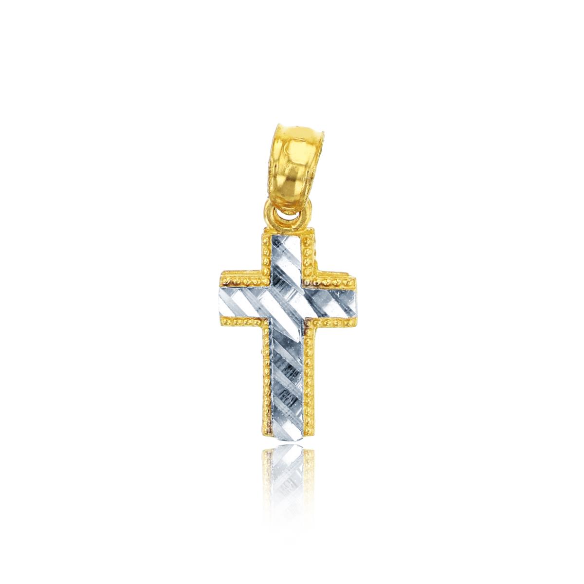 14K Gold Yellow & White DC Cross Pendant