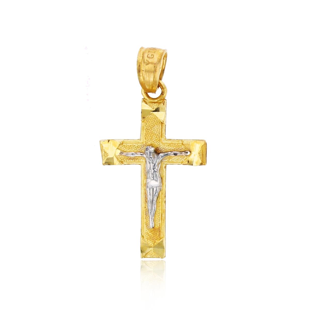 14K Gold Yellow & White DC Cross Pendant