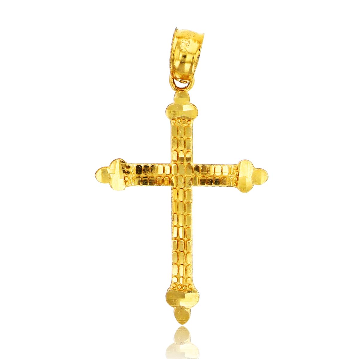 14K Yellow Gold Textured Cross Pendant