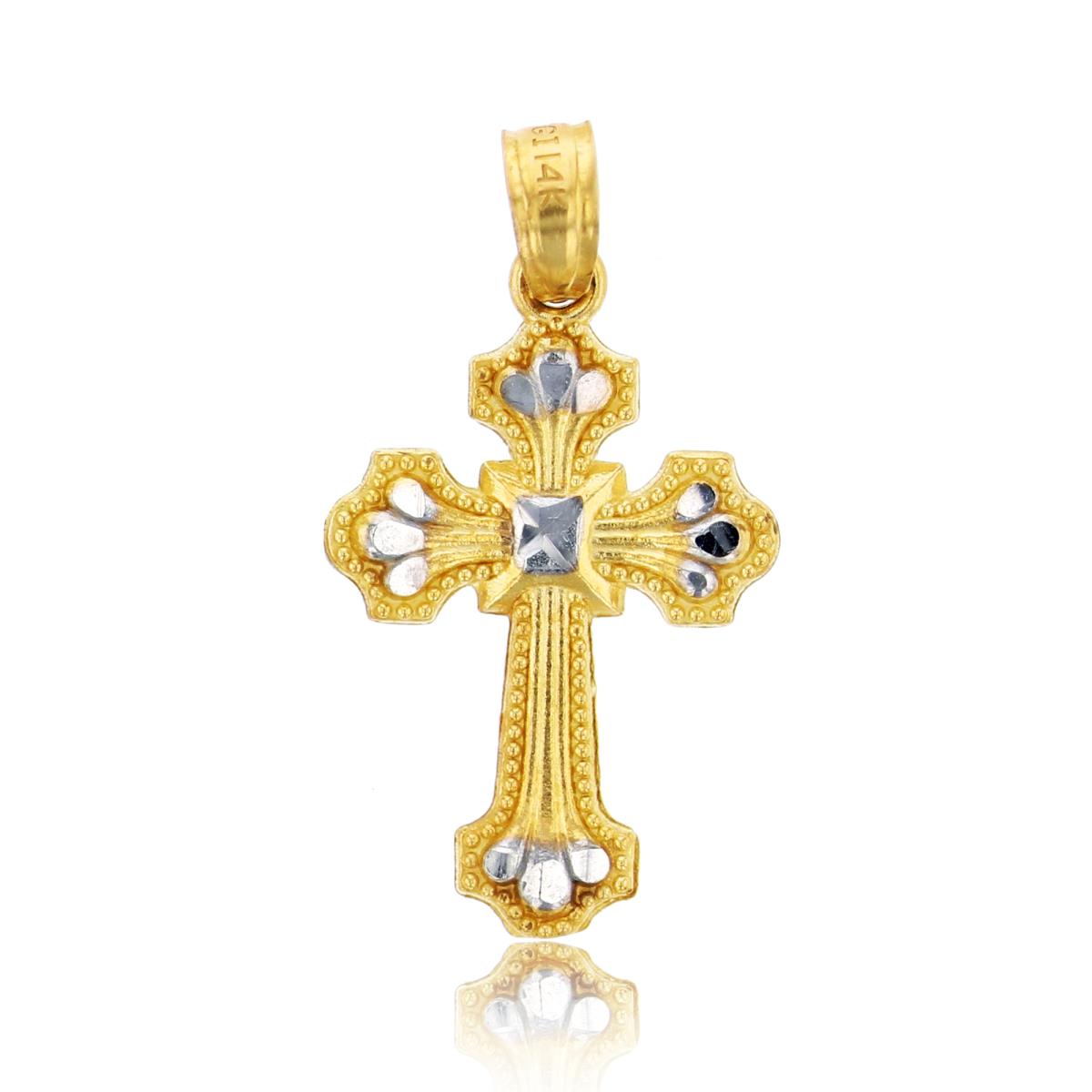 14K Gold Yellow & White DC Cross Pendant
