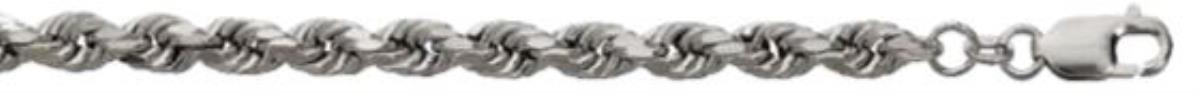 Sterling Silver Rhodium 5.00mm 20" Diamond Cut Rope Rhodium Plated Chain