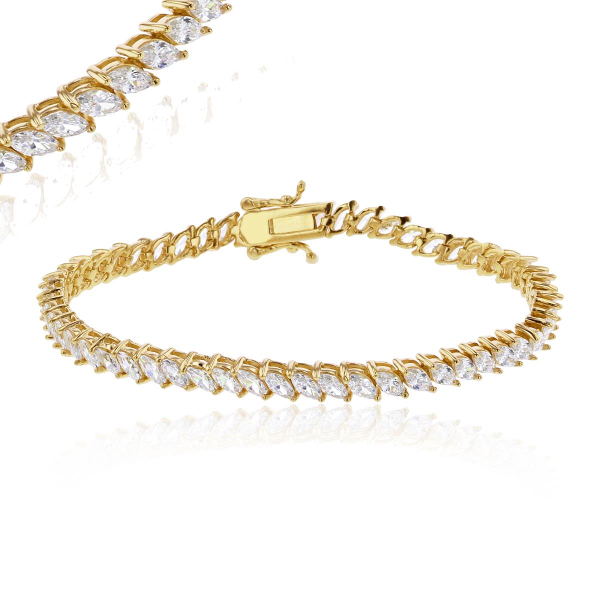 Sterling Silver Yellow Marquise Cut Tennis Bracelet
