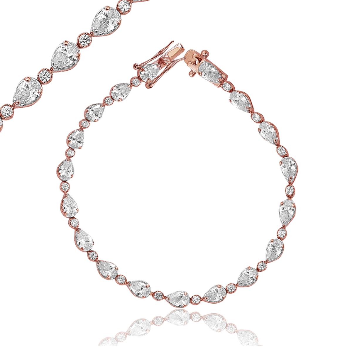 Sterling Silver Rose Pear & Round Fashion Bracelet